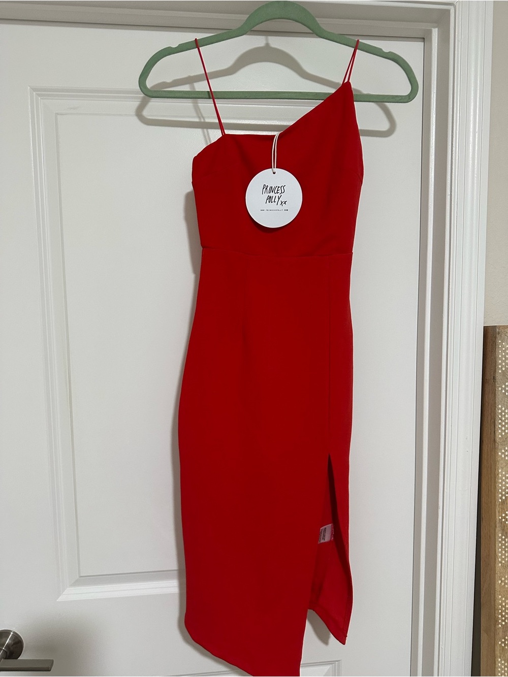Princess Polly Bold Red Asymmetric Slip Midi Dress